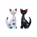 Kit 2 Esculturas de Gatos em Madeira