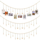 Varal de Fotos Boho com Corações de Madeira