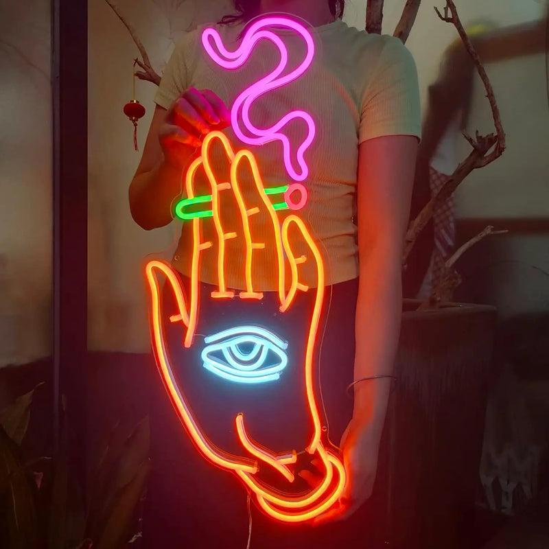 Letreiro Neon Mão e Olho LED USB