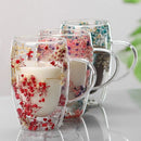 Caneca de Vidro Duplo com Flores Secas