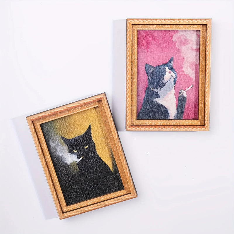 Ímã de Geladeira Gato Preto e Branco
