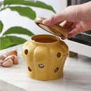 Pote de Cerâmica Abóbora com Tampa de Bambu