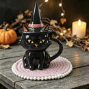 Caneca Gato Preto com Tampa de Chapéu de Bruxa