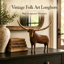 Escultura Touro Longhorn Vintage
