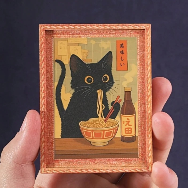 Ímã de Geladeira Mini Quadro Gato Preto