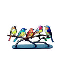 Escultura Decorativa Pássaros Coloridos
