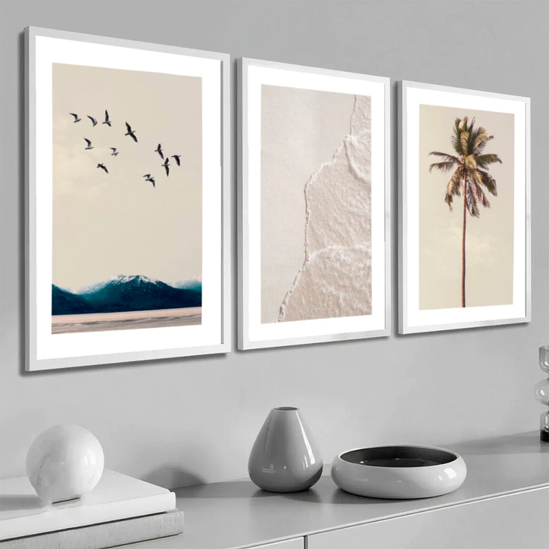 Kit 3 Quadros Decorativos Praia e Mar