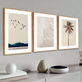 Kit 3 Quadros Decorativos Praia e Mar