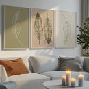 Kit 3 Quadros Decorativos Folhas Verdes