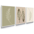 Kit 3 Quadros Decorativos Folhas Verdes