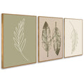 Kit 3 Quadros Decorativos Folhas Verdes