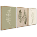 Kit 3 Quadros Decorativos Folhas Verdes
