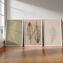 Kit 3 Quadros Decorativos Folhas Verdes