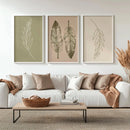 Kit 3 Quadros Decorativos Folhas Verdes