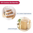 Cesto Organizador de Roupas em Bambu com Tampa